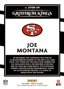 2020 Donruss - All-Time Gridiron Kings Studio Series #ATGK-JM Joe Montana Back
