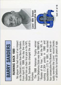 1993 Detroit Lions 60th Season Commemorative #1 Barry Sanders Back