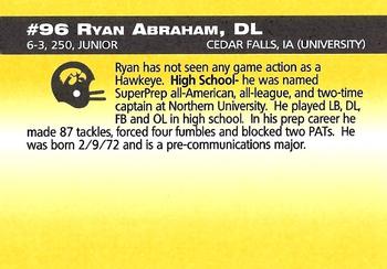1993 Iowa Hawkeyes #NNO Ryan Abraham Back