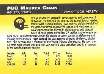 1993 Iowa Hawkeyes #NNO Maurea Crain Back