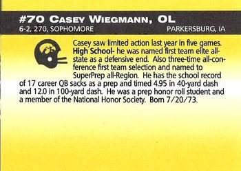 1993 Iowa Hawkeyes #NNO Casey Wiegmann Back