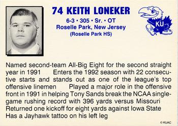 1992 Kansas Jayhawks #NNO Keith Loneker Back