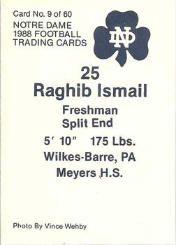 1988 Notre Dame Fighting Irish #9 Raghib Ismail Back