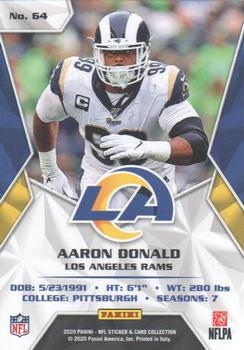 2020 Panini Sticker & Card Collection - Cards Silver #64 Aaron Donald Back