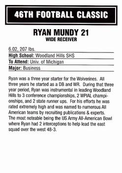 2003 Big 33 Pennsylvania High School #NNO Ryan Mundy Back