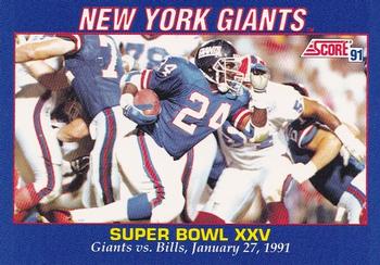 1991 Score - New York Giants #B3 Super Bowl XXV Front