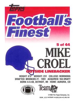 1992 Finest #5 Mike Croel Back
