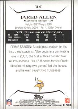 2010 Topps Prime #24 Jared Allen  Back