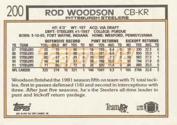 1992 Topps - Gold #200 Rod Woodson Back