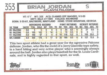 1992 Topps - Gold #353 Brian Jordan Back