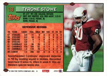 1994 Topps - Special Effects #18 Tyronne Stowe Back