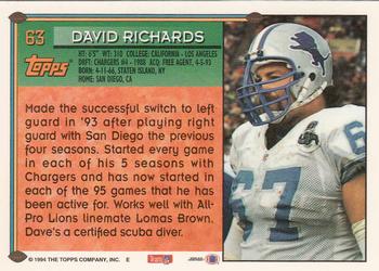 1994 Topps - Special Effects #63 David Richards Back