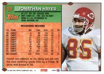 1994 Topps - Special Effects #98 Jonathan Hayes Back