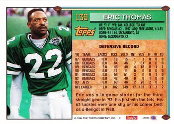 1994 Topps - Special Effects #139 Eric Thomas Back