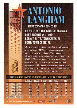 1994 Topps - Special Effects #45 Antonio Langham Back