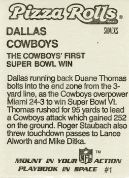 1986 Jeno's Pizza Rolls NFL Action Stickers #1 The Cowboys' First Super Bowl Win Back