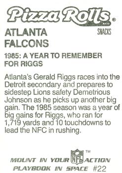 1986 Jeno's Pizza Rolls NFL Action Stickers #22 1985: A Year to Remember for Riggs Back