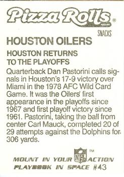 1986 Jeno's Pizza Rolls NFL Action Stickers #43 Houston Returns to the Playoffs Back