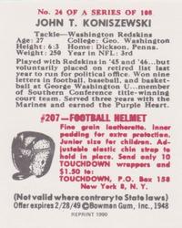 1990 1948 Bowman (Reprint) #24 John Koniszewski Back