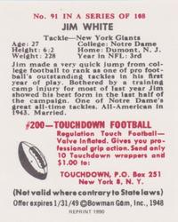 1990 1948 Bowman (Reprint) #91 Jim White Back