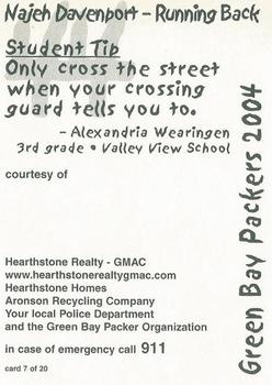2004 Green Bay Packers Police - Hearthstone Homes, Aronson Recycling Company #7 Najeh Davenport Back