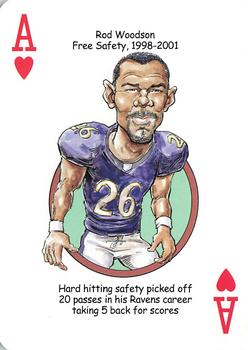 2013 Hero Decks Baltimore Colts & Ravens Football Heroes Playing Cards #A♥ Rod Woodson Front