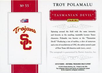 2020 Panini National Treasures - 2015 National Treasures Football Collegiate - Notable Nicknames #55 Troy Polamalu Back