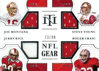 2020 Panini National Treasures - NFL Gear Quad Materials #QM-SF Jerry Rice / Joe Montana / Roger Craig / Steve Young Front