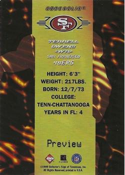 1999 Collector's Edge First Place - Adrenalin Previews #A18 Terrell Owens Back
