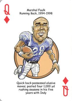 2007 Hero Decks Indianapolis Colts Football Heroes Playing Cards #Q♦ Marshall Faulk Front