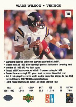 1991 Upper Deck Domino's The Quarterbacks #15 Wade Wilson Back