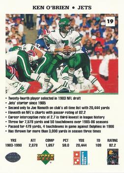 1991 Upper Deck Domino's The Quarterbacks #19 Ken O'Brien Back