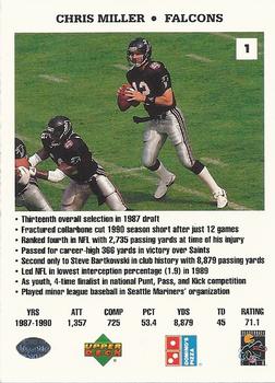 1991 Upper Deck Domino's The Quarterbacks #1 Chris Miller Back