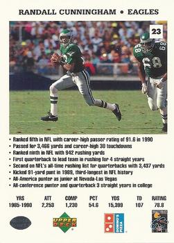 1991 Upper Deck Domino's The Quarterbacks #23 Randall Cunningham Back