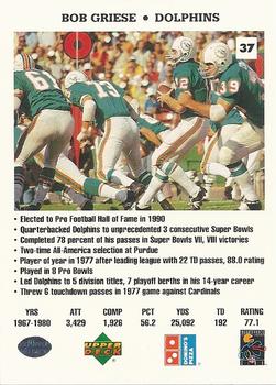 1991 Upper Deck Domino's The Quarterbacks #37 Bob Griese Back