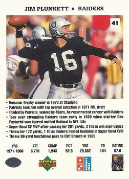 1991 Upper Deck Domino's The Quarterbacks #41 Jim Plunkett Back