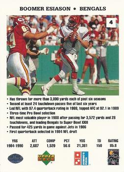 1991 Upper Deck Domino's The Quarterbacks #4 Boomer Esiason Back