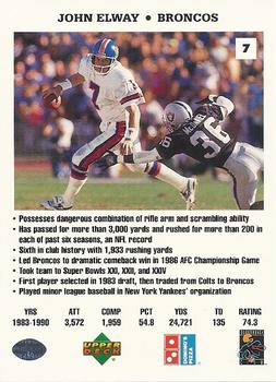 1991 Upper Deck Domino's The Quarterbacks #7 John Elway Back