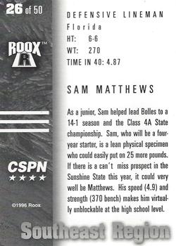 1996 Roox Prep Stars AT/EA/SE - Southeast Region #26 Sam Matthews Back