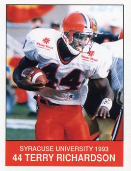 1993 Syracuse Orangemen Program Cards #4 Terry Richardson Front