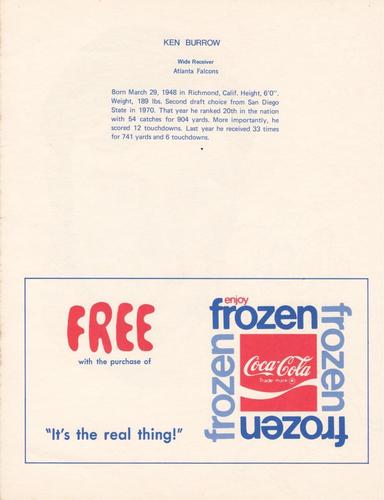 1972 Coca-Cola #NNO Ken Burrow Back