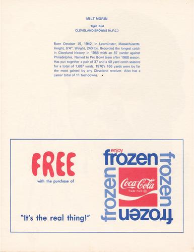1972 Coca-Cola #NNO Milt Morin Back
