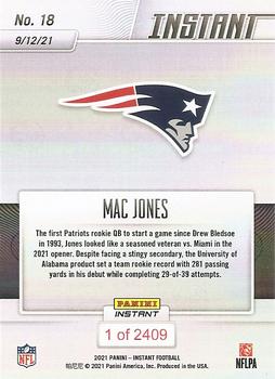 2021 Panini Instant NFL #18 Mac Jones Back