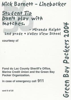 2004 Green Bay Packers Police - Fond du Lac County Sheriff's Office #9 Nick Barnett Back