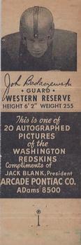 1951 Arcade Pontiac Washington Redskins #NNO John Badaczewski Front