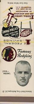 1960-61 1st Federal Savings Washington Redskins Matchbooks #NNO Bill Anderson Front