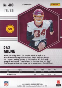 2021 Panini Mosaic - Choice Prizm Fusion Red and Yellow #400 Dax Milne Back