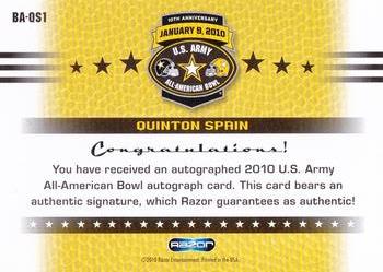 2010 Razor US Army All-American Bowl - Autographs Gold #BA-QS1 Quinton Spain Back
