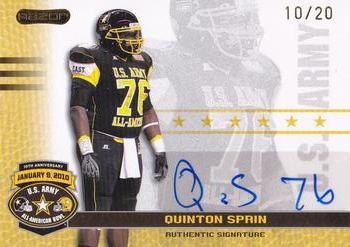 2010 Razor US Army All-American Bowl - Autographs Gold #BA-QS1 Quinton Spain Front