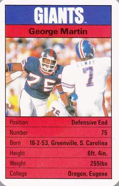 1987 Ace Fact Pack New York Giants #NNO George Martin Front